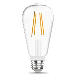 12W (100W Replacement) ST19 E26 Dusk to Dawn Straight Filament Clear Glass Vintage Edison LED Light Bulb, Soft White