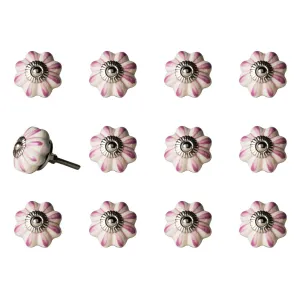 1.5" X 1.5" X 1.5" Cream Pink And Silver  Knobs 12 Pack