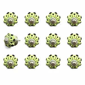 1.5" X 1.5" X 1.5" Yellow Green And Silver  Knobs 12 Pack