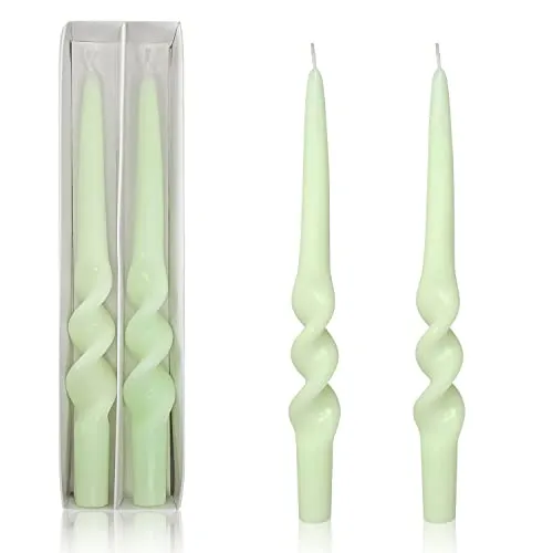 2-Pack of High-Performance, Long-Lasting, Smoke-Free & Drip-Free Spiral Wax Candles - Ideal for Relaxation, Ambiance, and Special Occasions - 5 Hour Burn Time,9.5 Inches Tall… (Green)