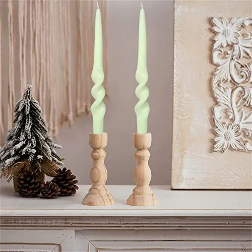 2-Pack of High-Performance, Long-Lasting, Smoke-Free & Drip-Free Spiral Wax Candles - Ideal for Relaxation, Ambiance, and Special Occasions - 5 Hour Burn Time,9.5 Inches Tall… (Green)