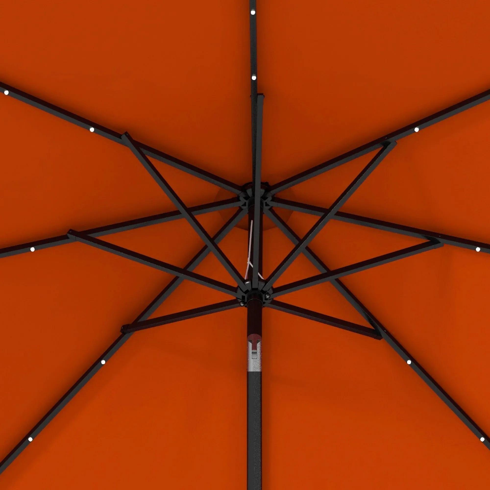 2.7m Outdoor Patio Garden Umbrella Parasol with Tilt Crank and 24 LEDs Lights, Orange