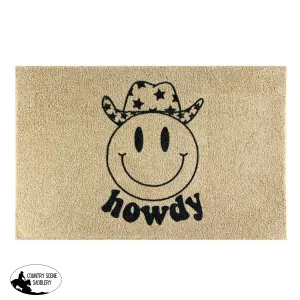 27" x 18" Howdy Smiley Welcome mat.