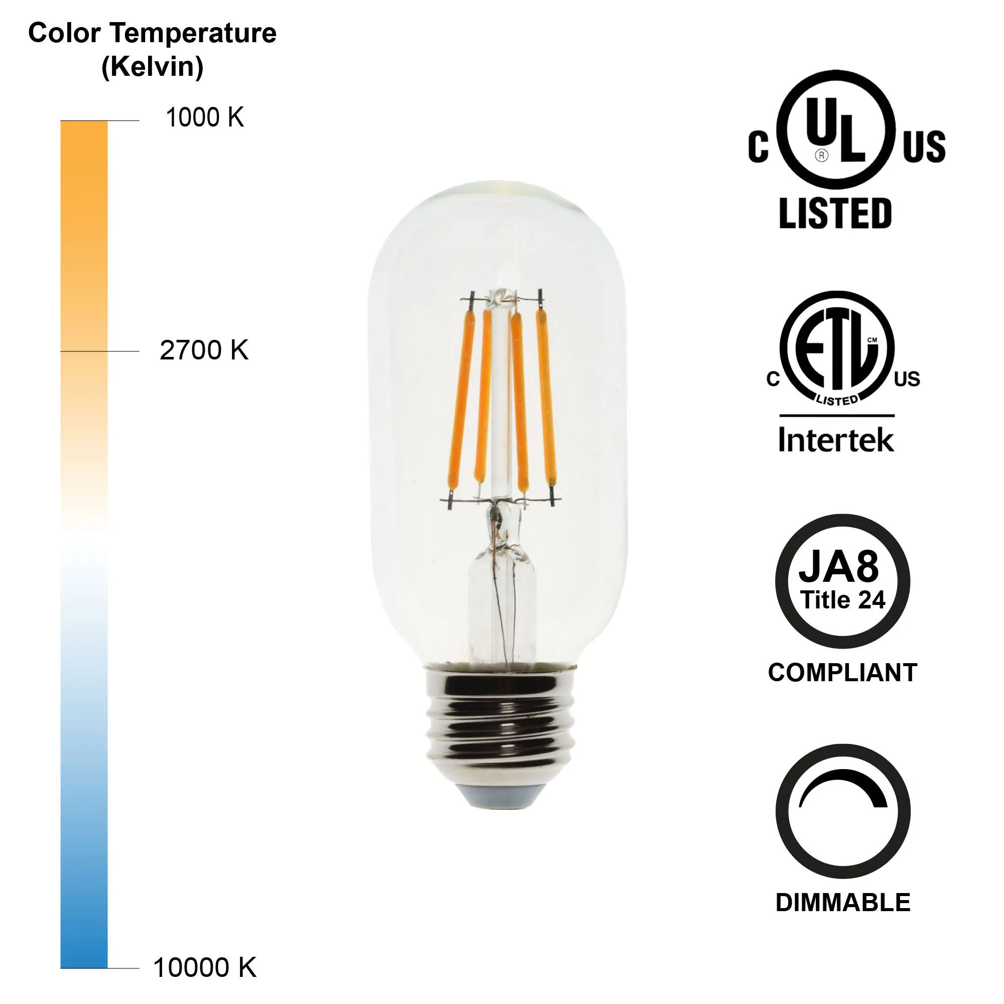 4 Watt LED Filament Bulb (2700k) - Dimmable & Energy-Efficient | Bicycle Glass Co.