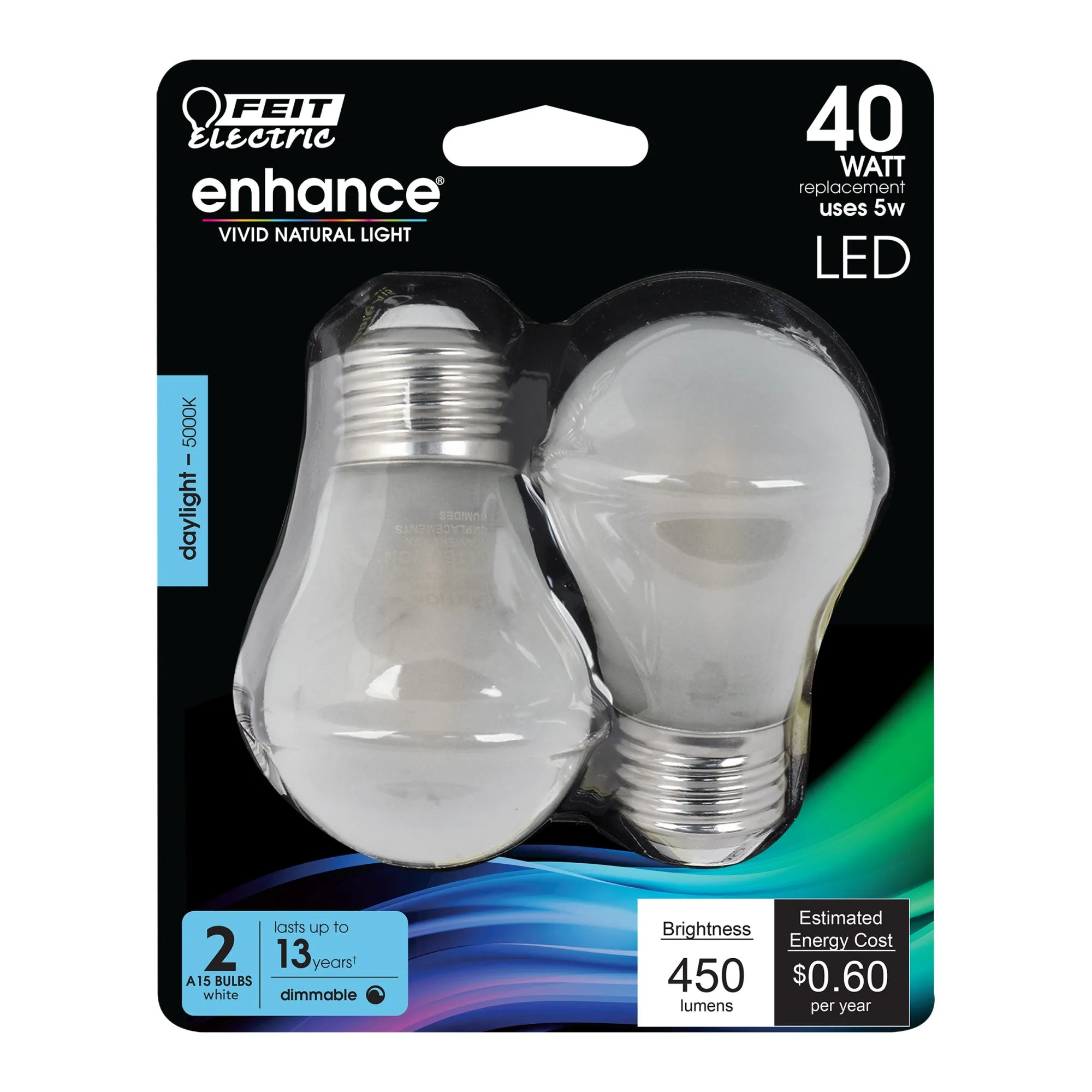 40W Replacement A15 Dimmable Daylight Frost Glass Filament Enhance (2-Pack)