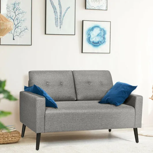 55 Inch Modern Loveseat Sofa with Cloth Cushion-Gray