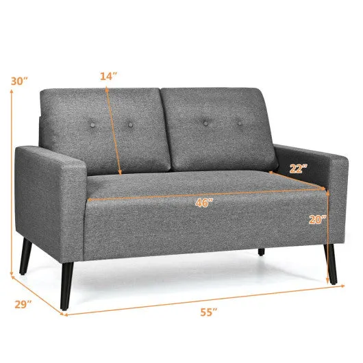 55 Inch Modern Loveseat Sofa with Cloth Cushion-Gray