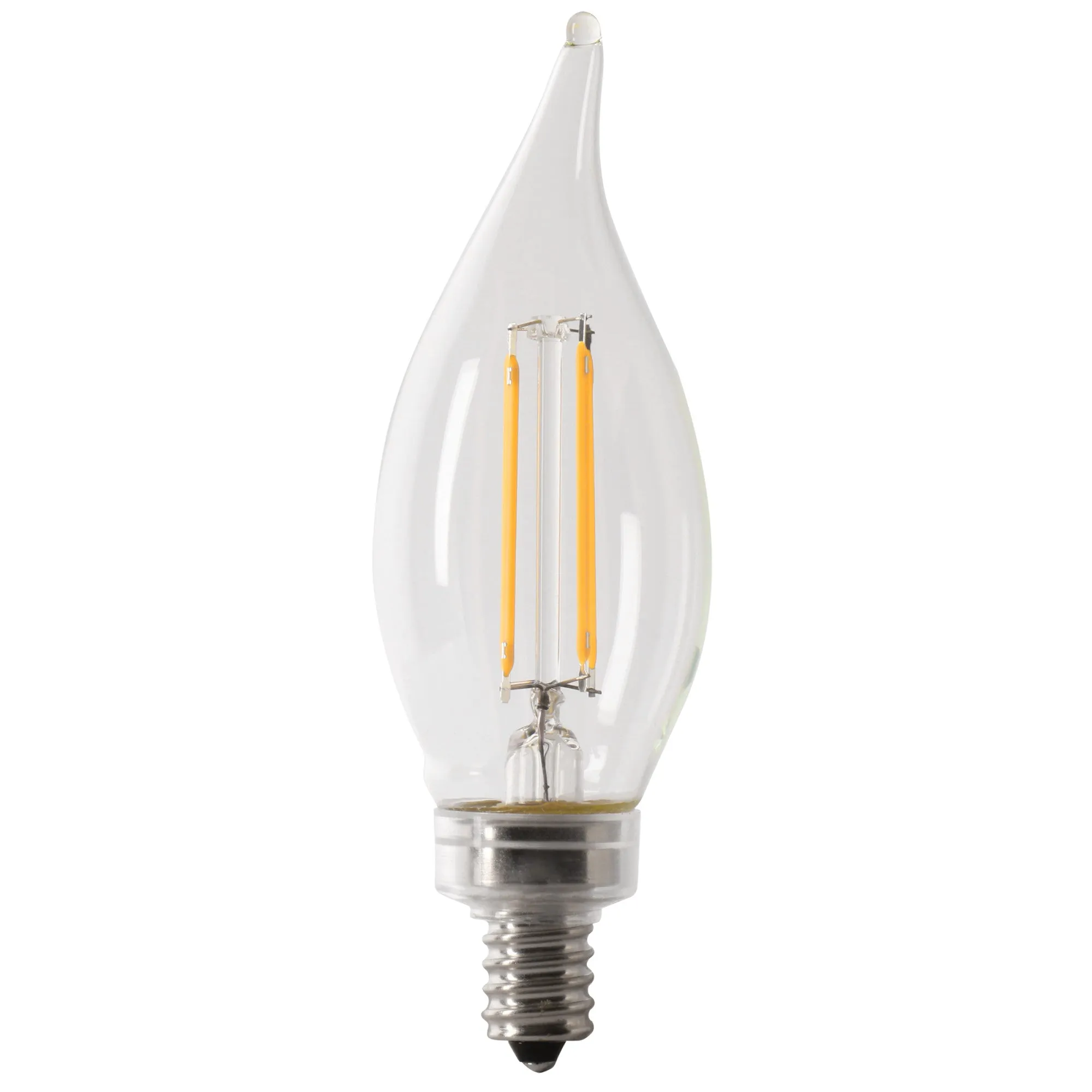 5.5W (60W Replacement) Soft White (2700K) Clear Flame Tip Filament LED Light Bulb (2-Pack)