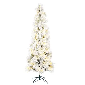 6' x 30" Flocked Atka Pencil Artificial Christmas tree Warm White Dura-Lit LED