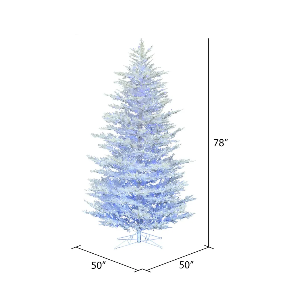 6.5'x50" Artificial Xmas Tree Low Voltage LED Pure White and Blue Light