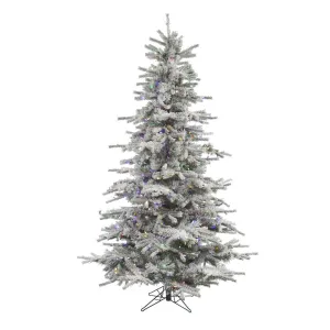 7.5' Flocked Sierra Fir Artificial Christmas Tree Colored LED Dura-Lit lights