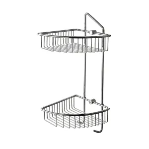 ALFI AB9532 Polished Chrome Corner Mounted Double Basket Shower Shelf Accessory