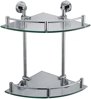 Alfi brand Double Glass Corner Shower Shelf - Polished Chrome