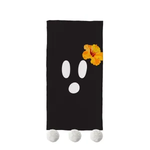 Aloha Ghost with White Pompoms Kitchen Towel