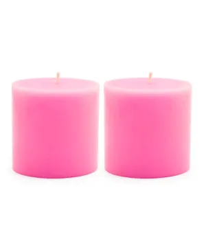 American-Elm Pack of 2 Scented Rose Aroma Pillar Candle for Home Decor Romantic Dinner, Aroma Decoration Party, Diwali (2.5x2.5 Inch)