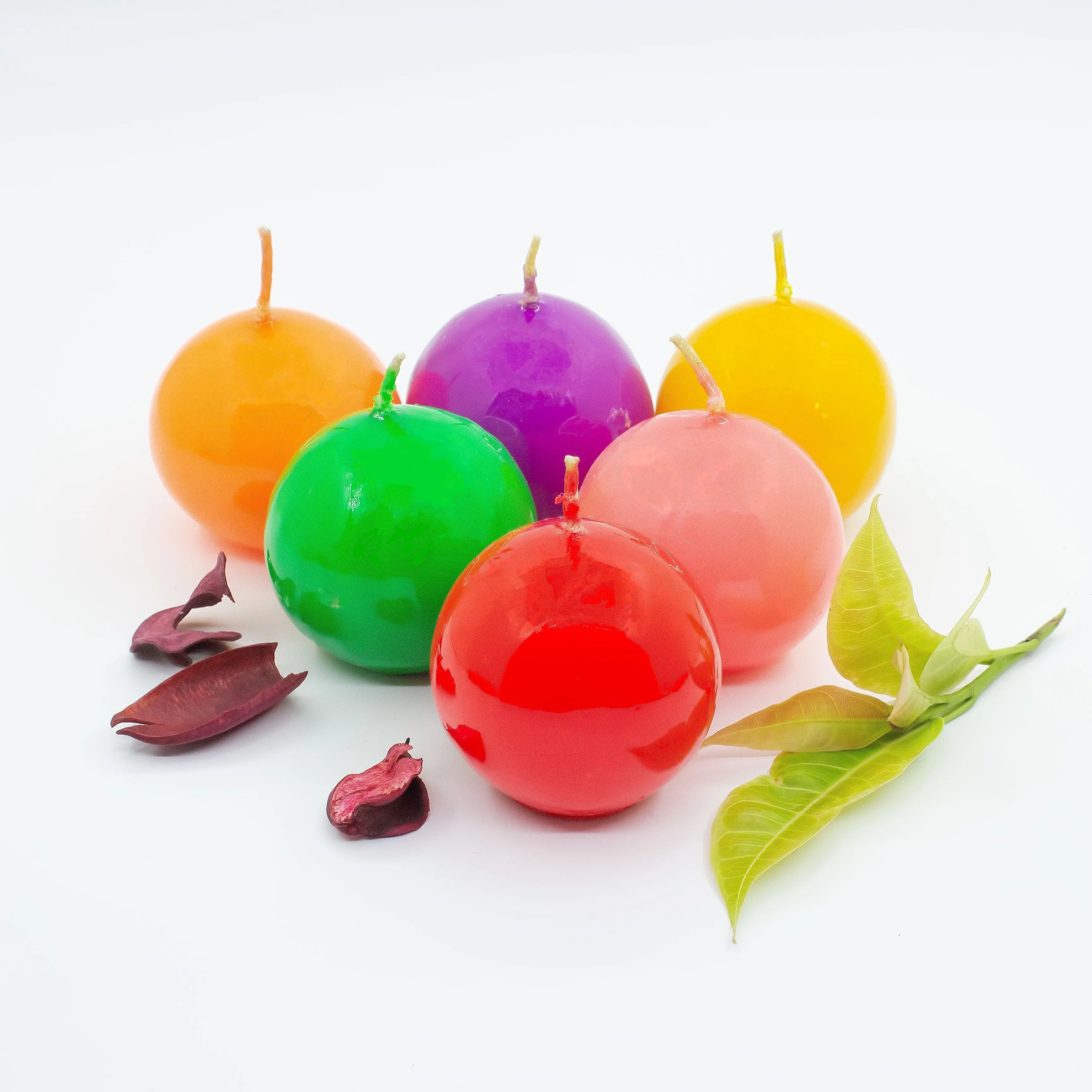 American-Elm Pack of 6 Unscented 2 x 2 Inch Designer Ball Candle with Long Burn Time