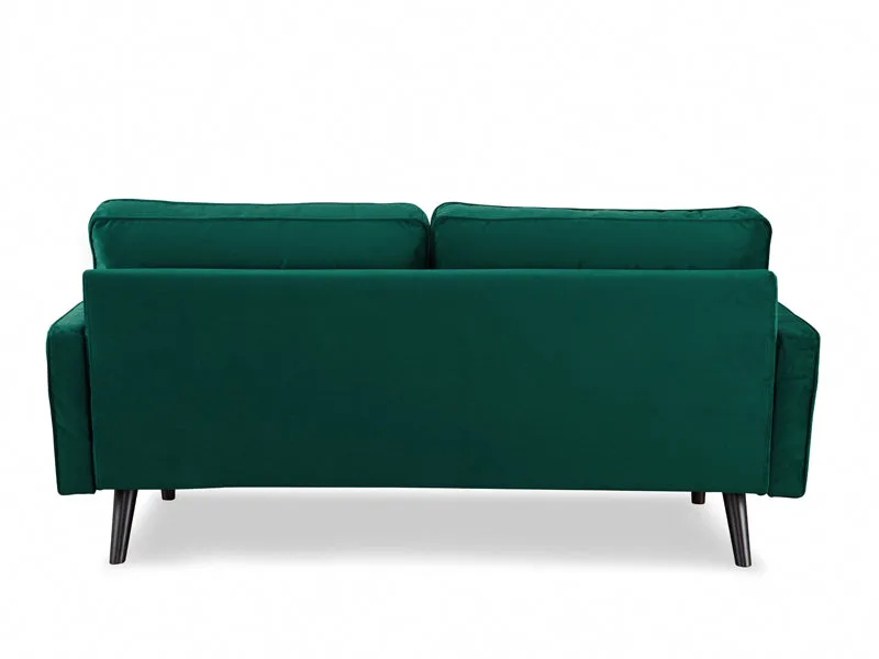 Anya 3 Seater Velvet Upholstered Cushion Sofa - Green