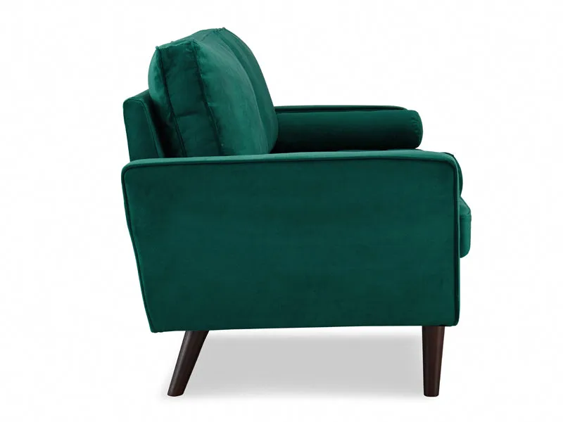 Anya 3 Seater Velvet Upholstered Cushion Sofa - Green