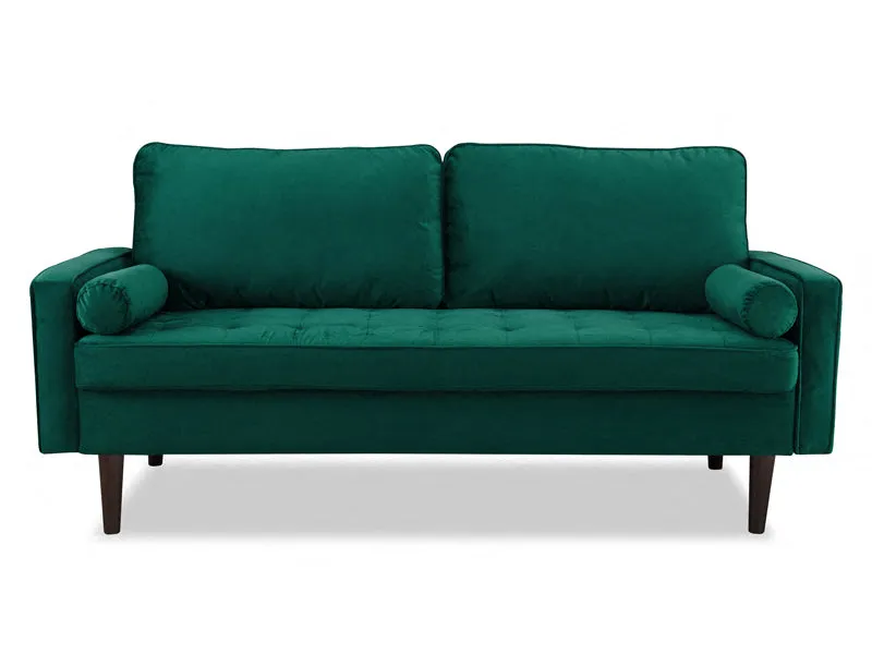 Anya 3 Seater Velvet Upholstered Cushion Sofa - Green