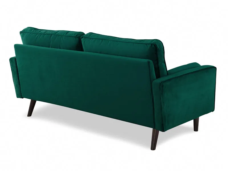 Anya 3 Seater Velvet Upholstered Cushion Sofa - Green