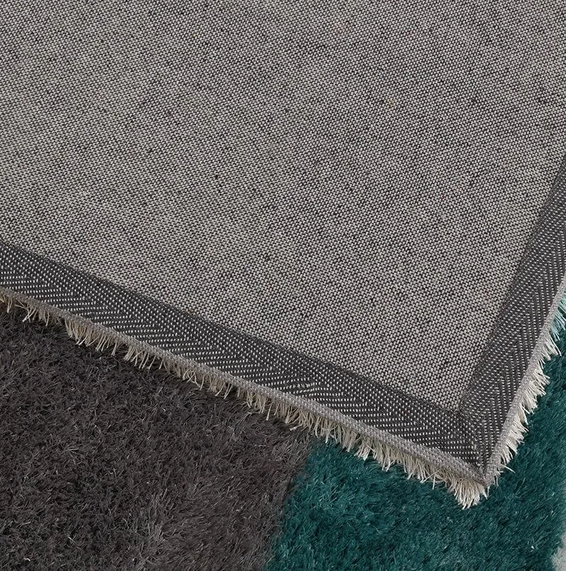 Aria Grey & Turquoise Soft Pile Shaggy Area Rug