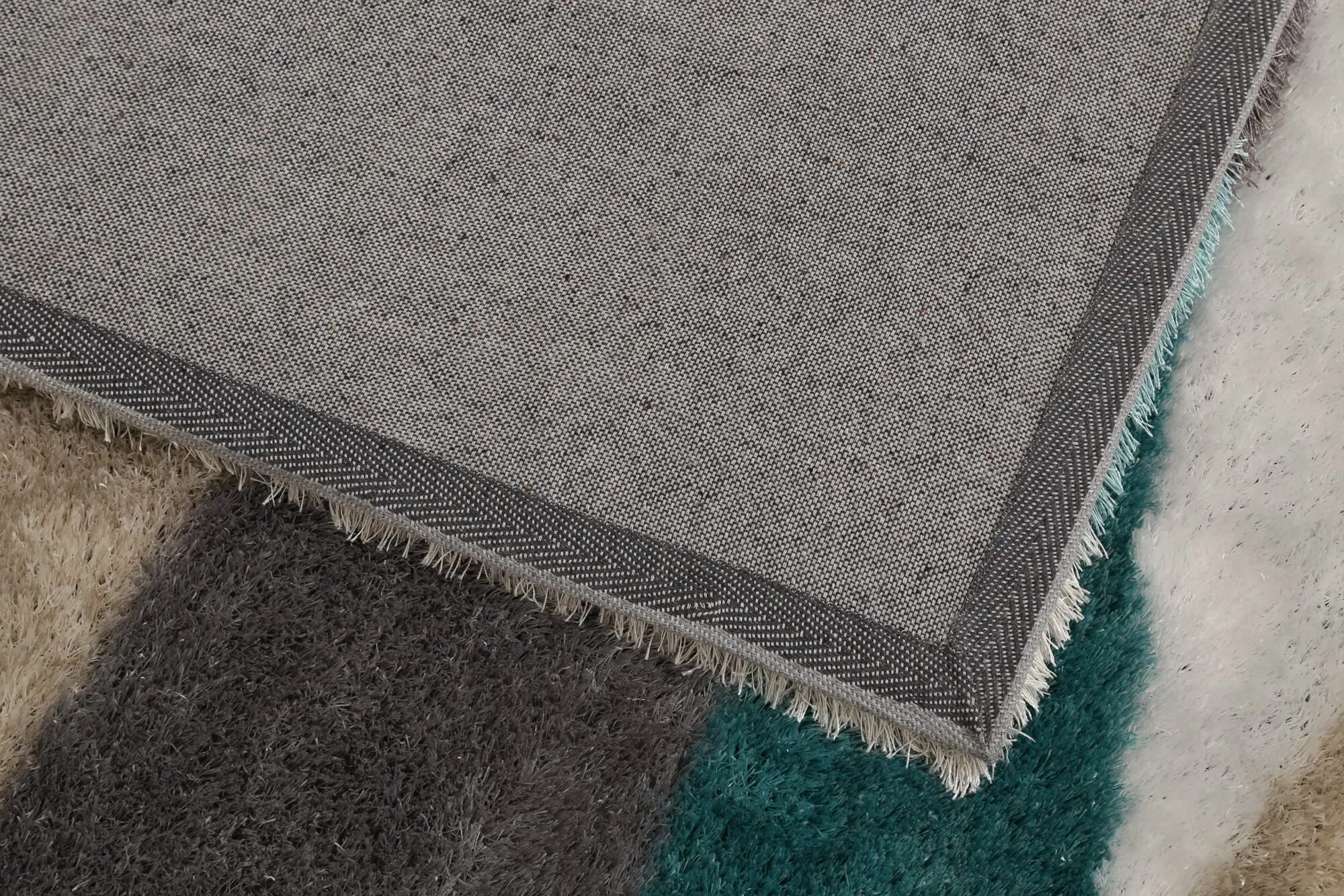 Aria Grey & Turquoise Soft Pile Shaggy Area Rug