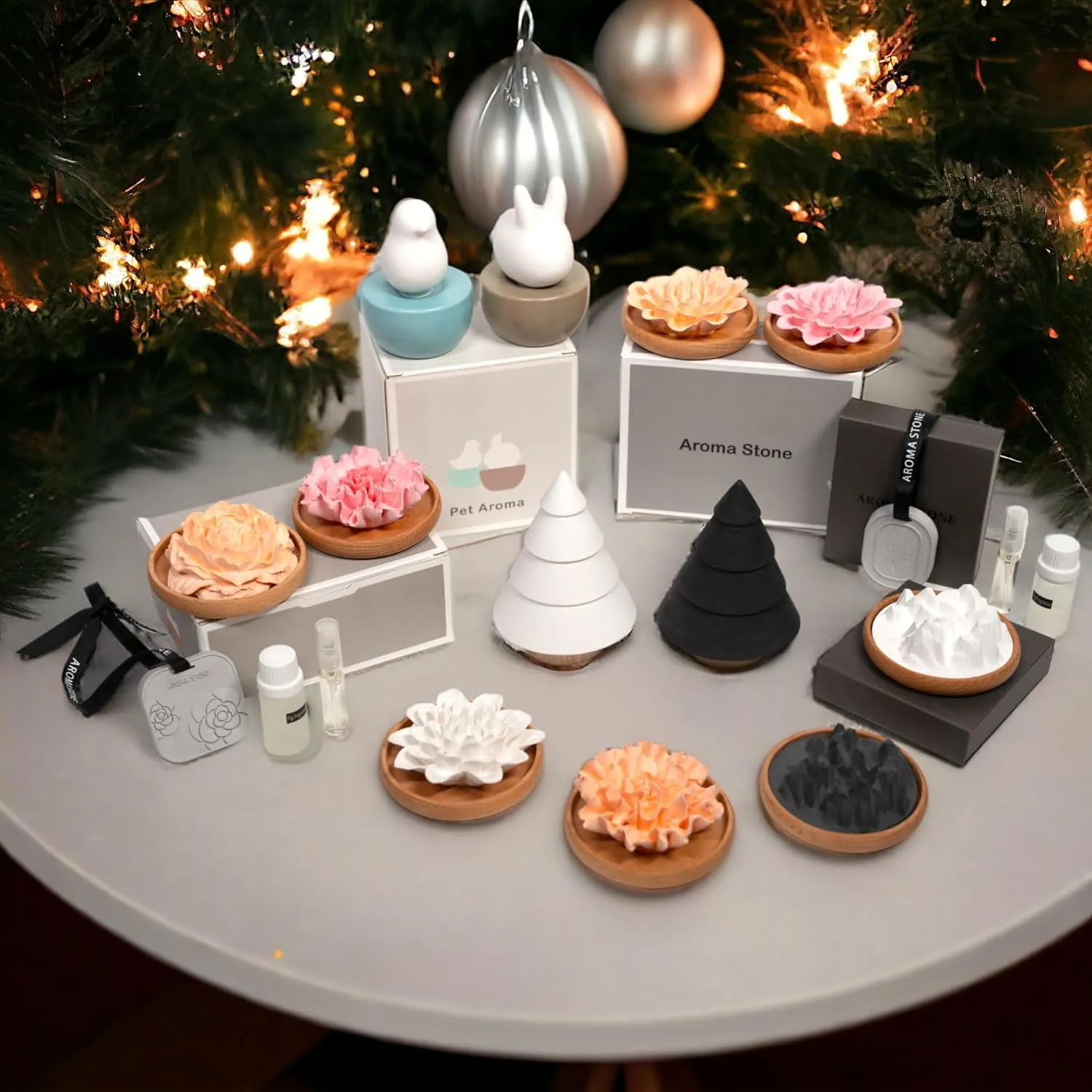 Aroma Diffusers Christmas Tree, Non-Electric Aromatherapy Fragrance, Ceramic Diffusers in Car or Desk Office Decor