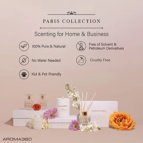 Aroma360 - Dream On - Paris Collection Reed Diffuser Duo - Luxury Aromatherapy Diffuser - Hints of Bright White Tea, Sweet Vanilla, & Cedar - Essential Oil Diffusers - Shelf Decor - Home & Office