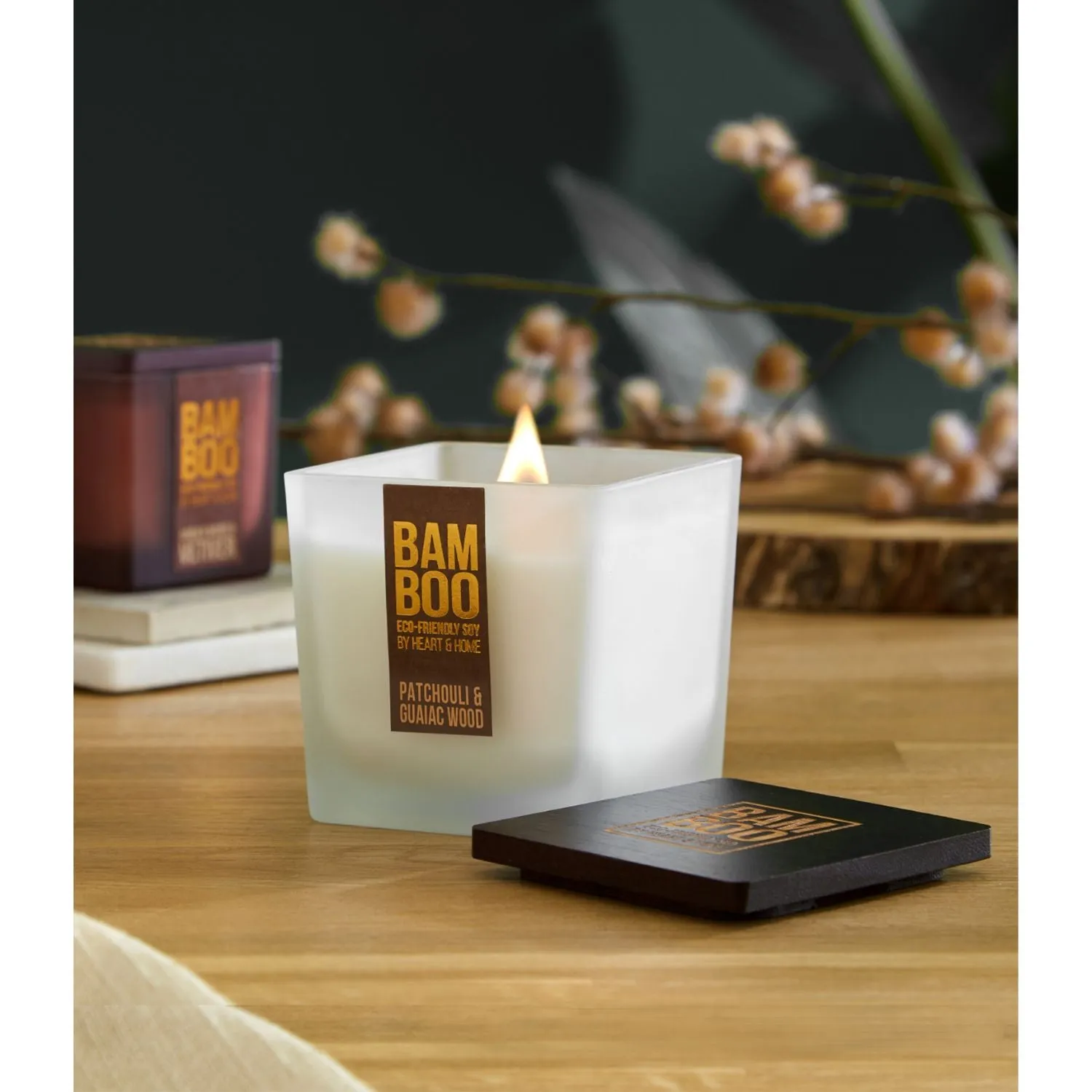 Bamboo 210g Patchouli & Guaiac Wood Large Jar Candle