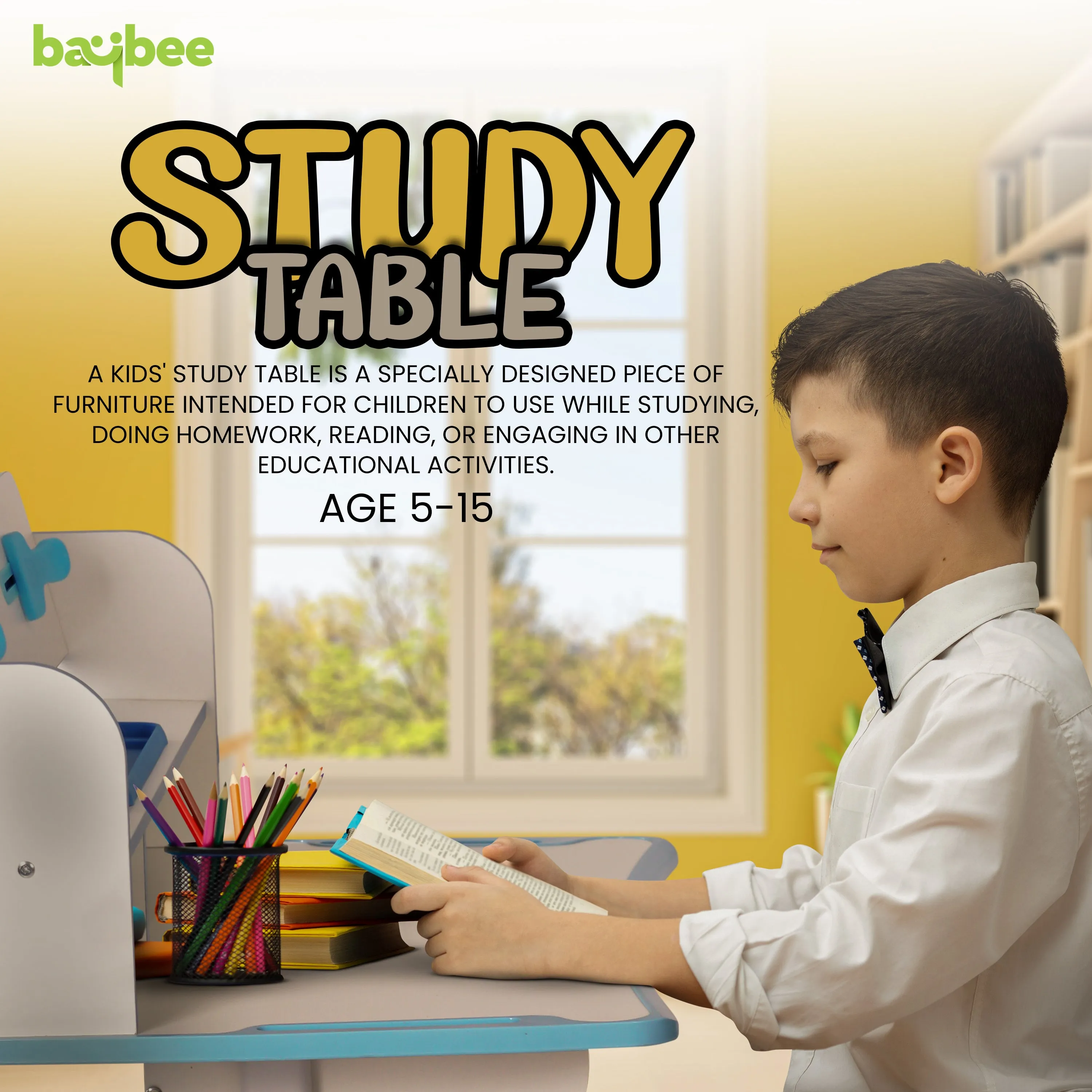 Baybee Multi Functional Kids Study Table for Students, Hight Adjustable Portable Desk and Chair set with Bookholder