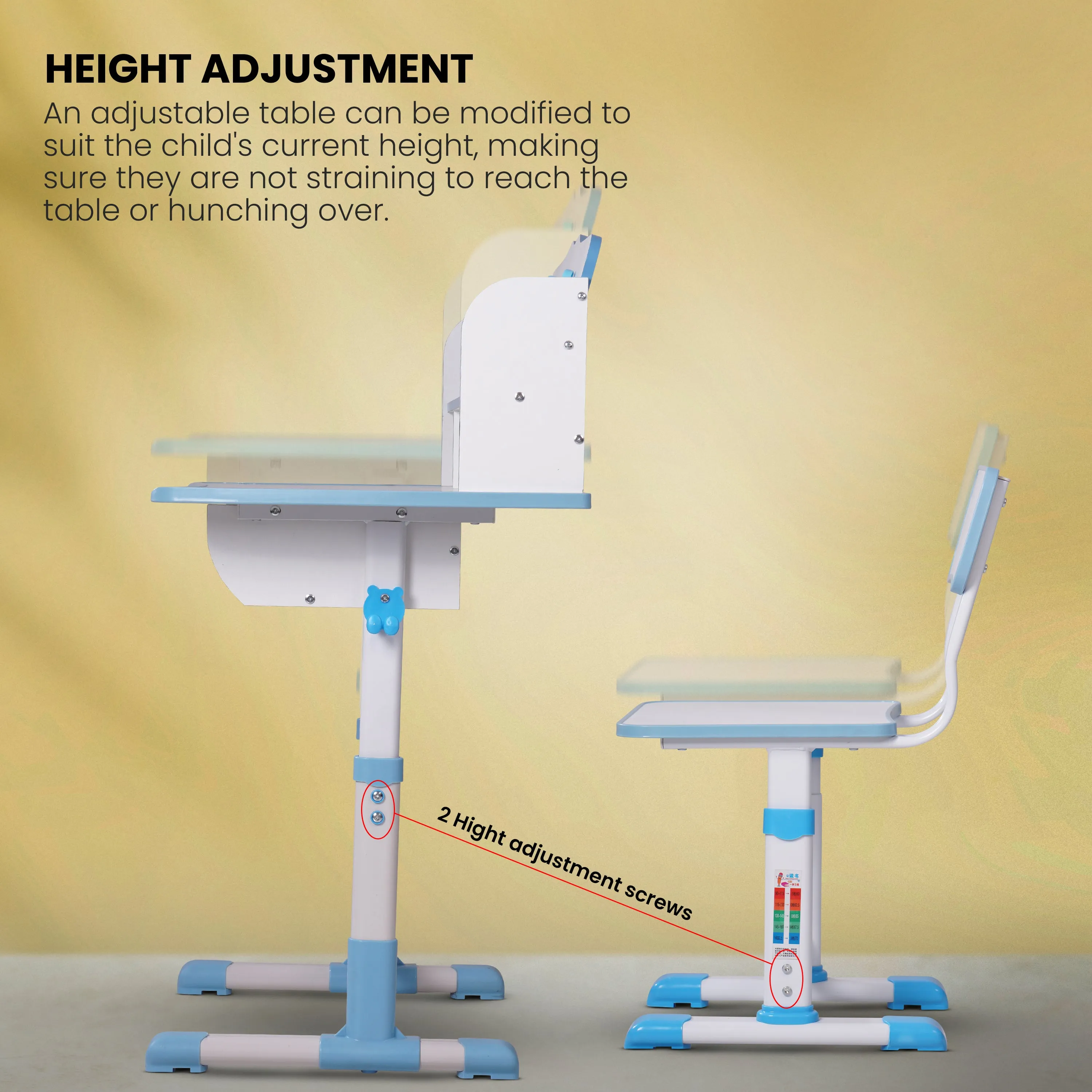 Baybee Multi Functional Kids Study Table for Students, Hight Adjustable Portable Desk and Chair set with Bookholder