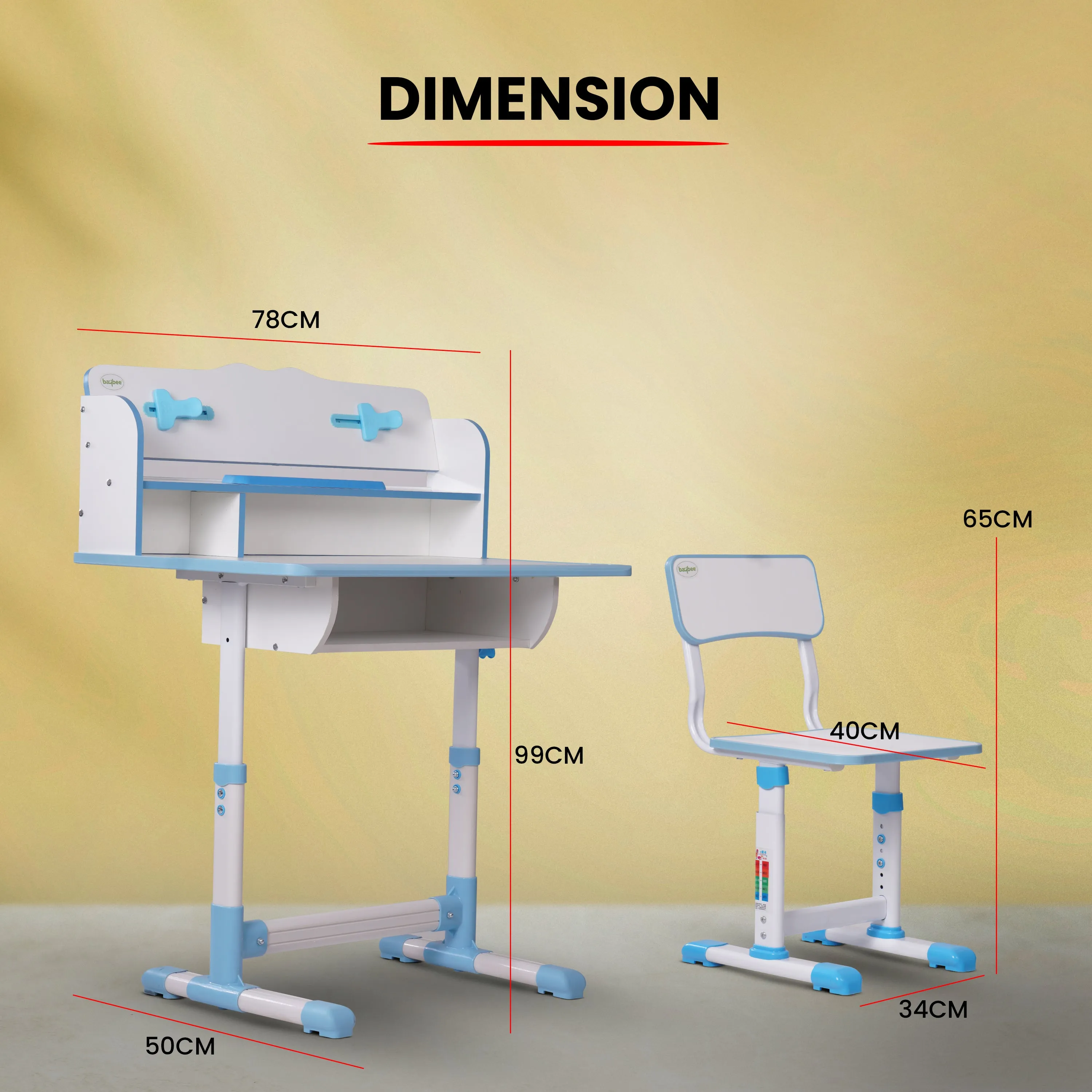 Baybee Multi Functional Kids Study Table for Students, Hight Adjustable Portable Desk and Chair set with Bookholder