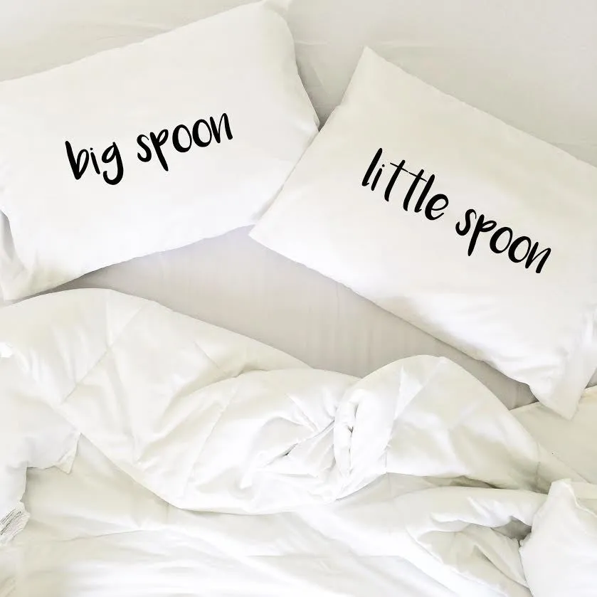 Big Spoon, Little Spoon Pillow Cases (Bold Font)