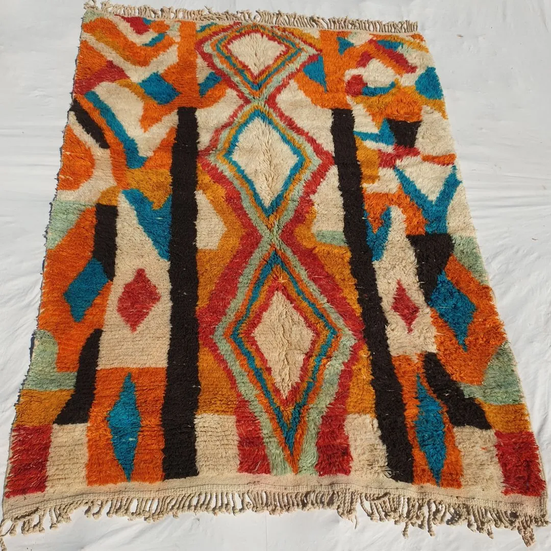 Bligha | Ultra Soft Colorful Beni Ourain 6x9 Moroccan Rug | Authentic Berber wool Beni Rug | 6'73x9'32 Ft | 205x284 cm