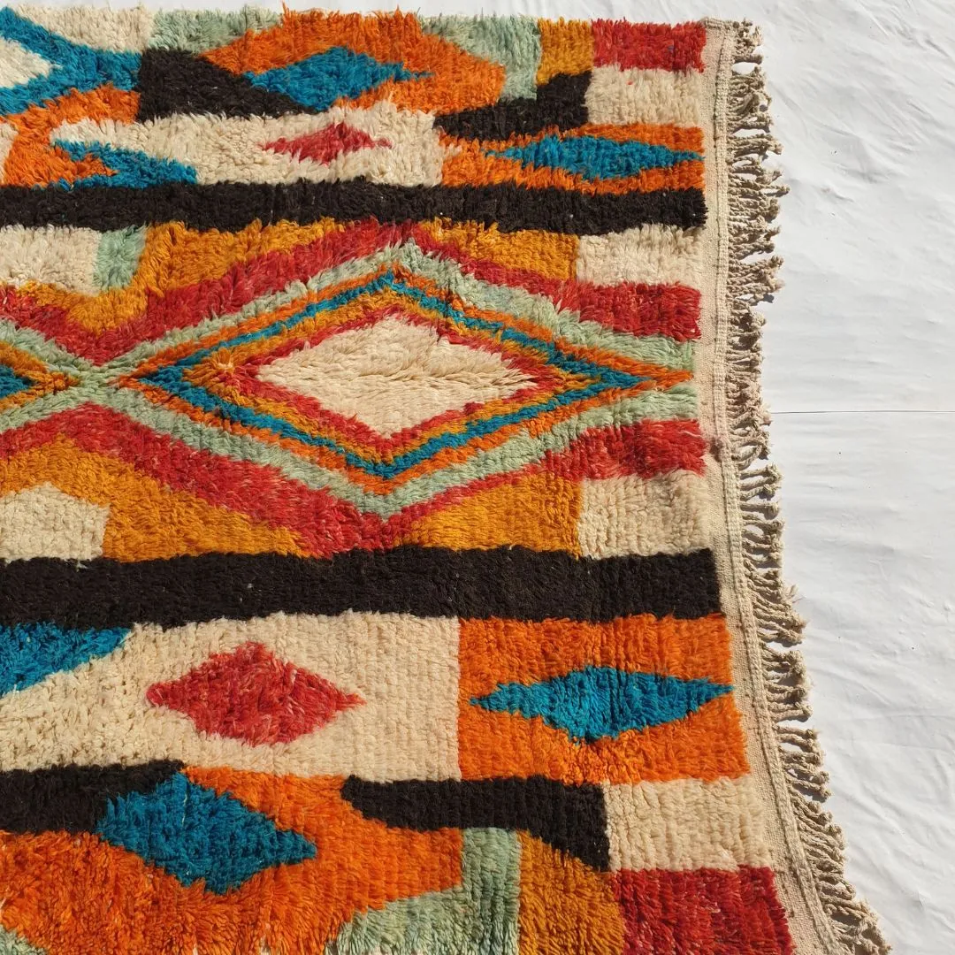 Bligha | Ultra Soft Colorful Beni Ourain 6x9 Moroccan Rug | Authentic Berber wool Beni Rug | 6'73x9'32 Ft | 205x284 cm