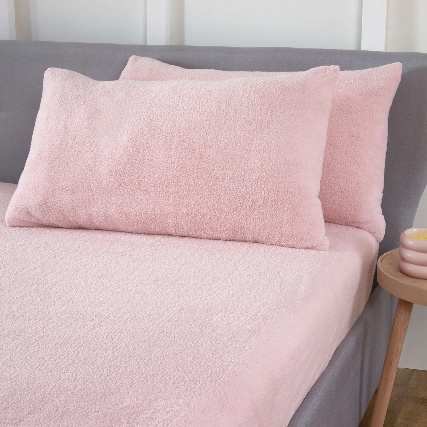 Blush Pink Teddy Fleece Housewife Pillowcase Pair