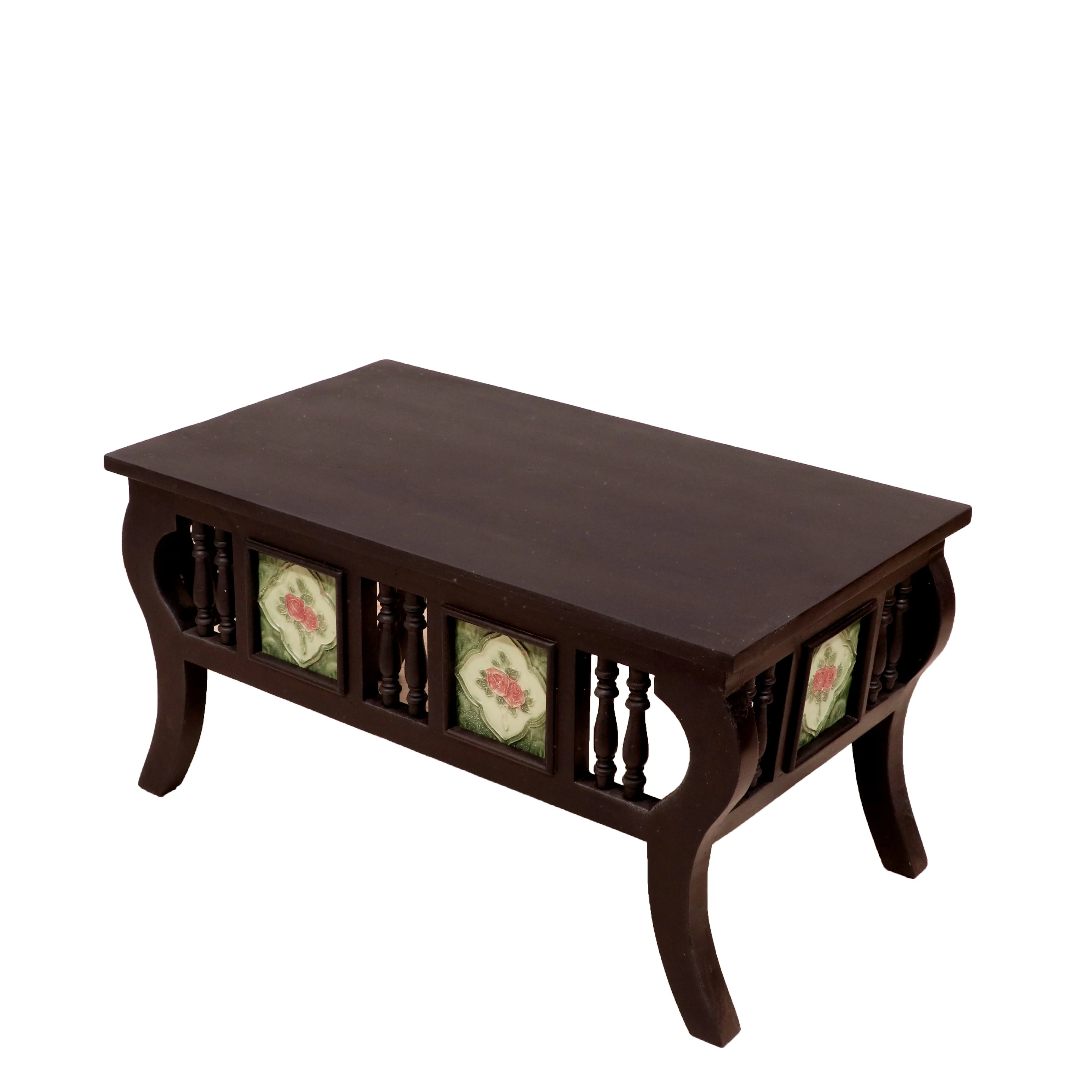 Boubon Black Touch Tiled Handmade Wooden Coffee Table