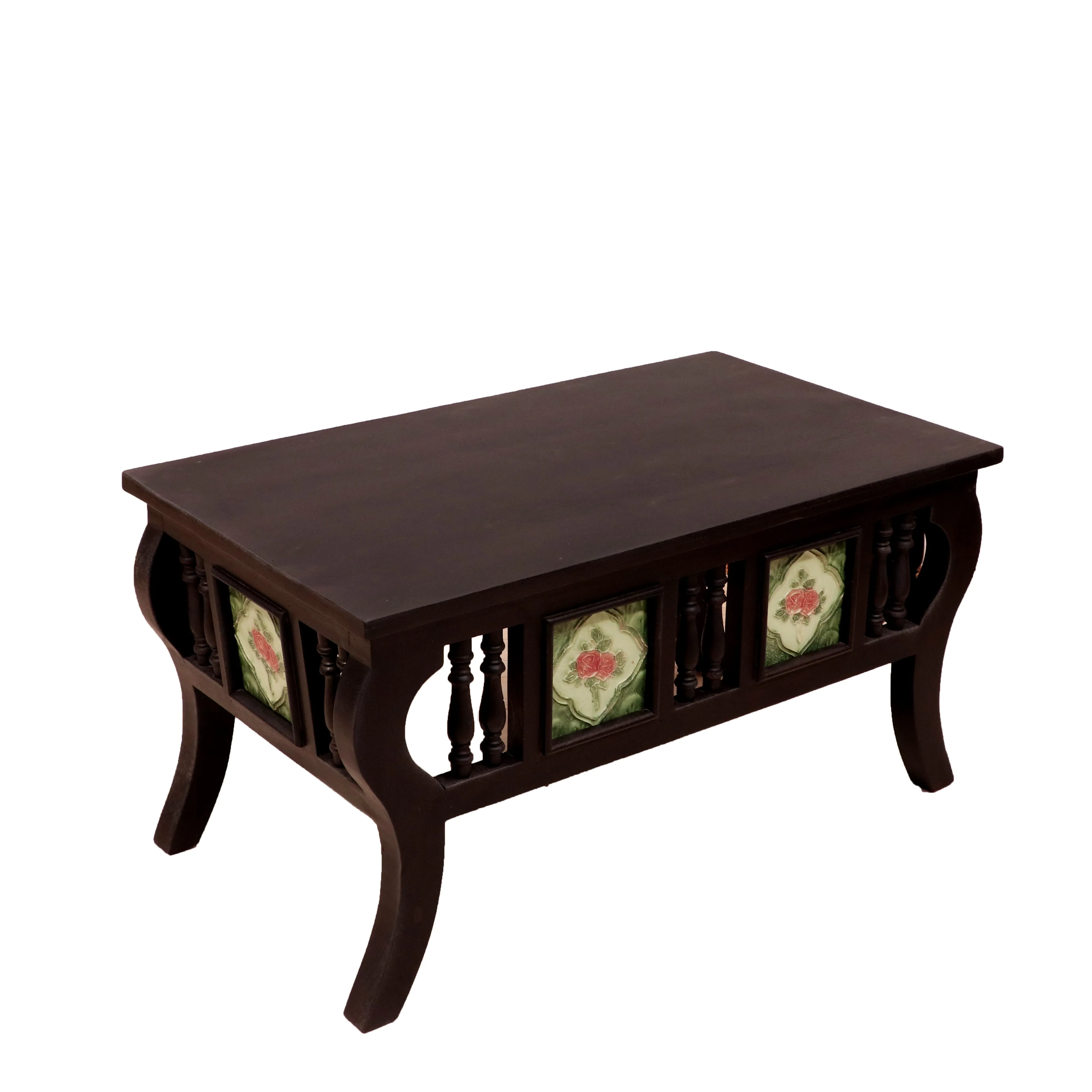 Boubon Black Touch Tiled Handmade Wooden Coffee Table