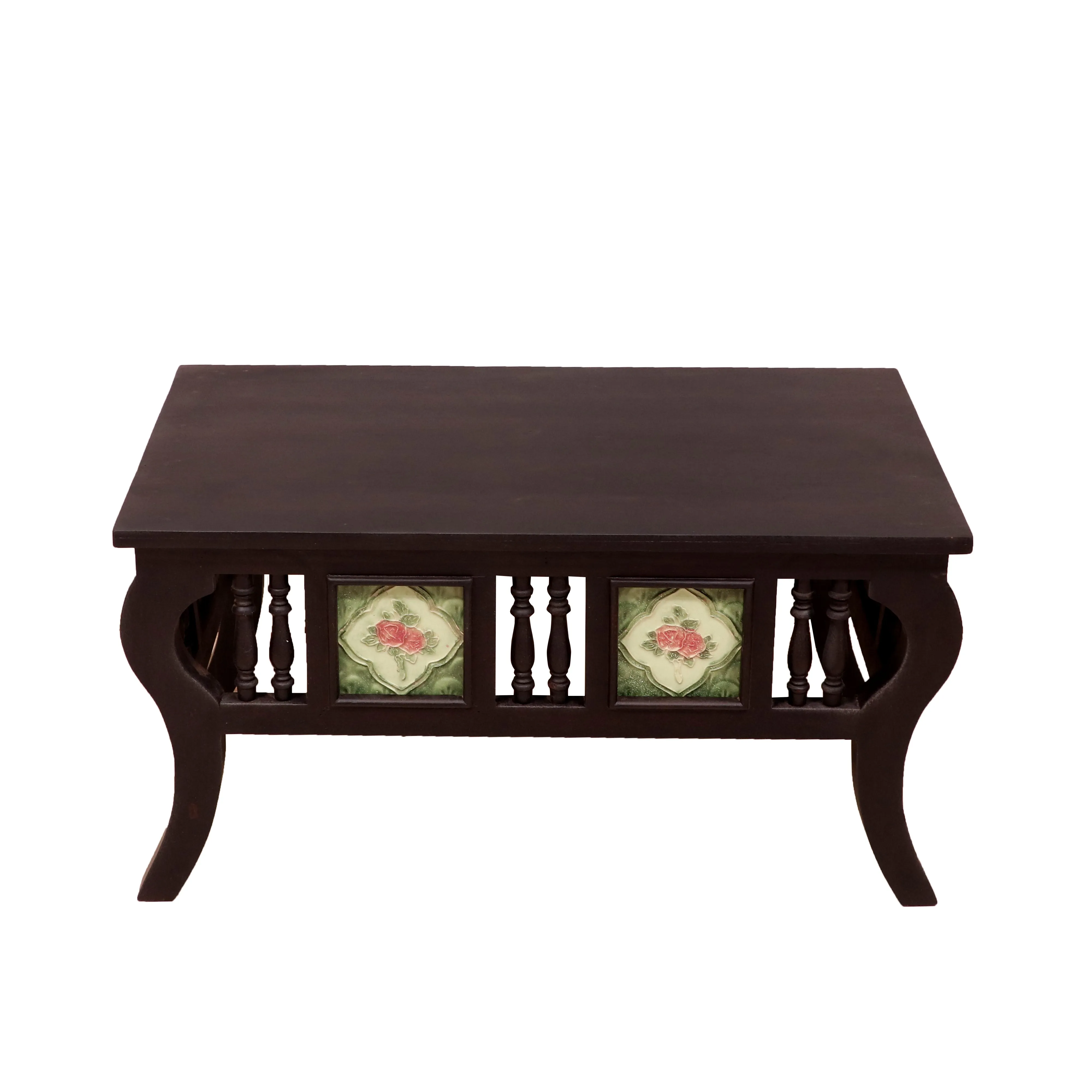 Boubon Black Touch Tiled Handmade Wooden Coffee Table