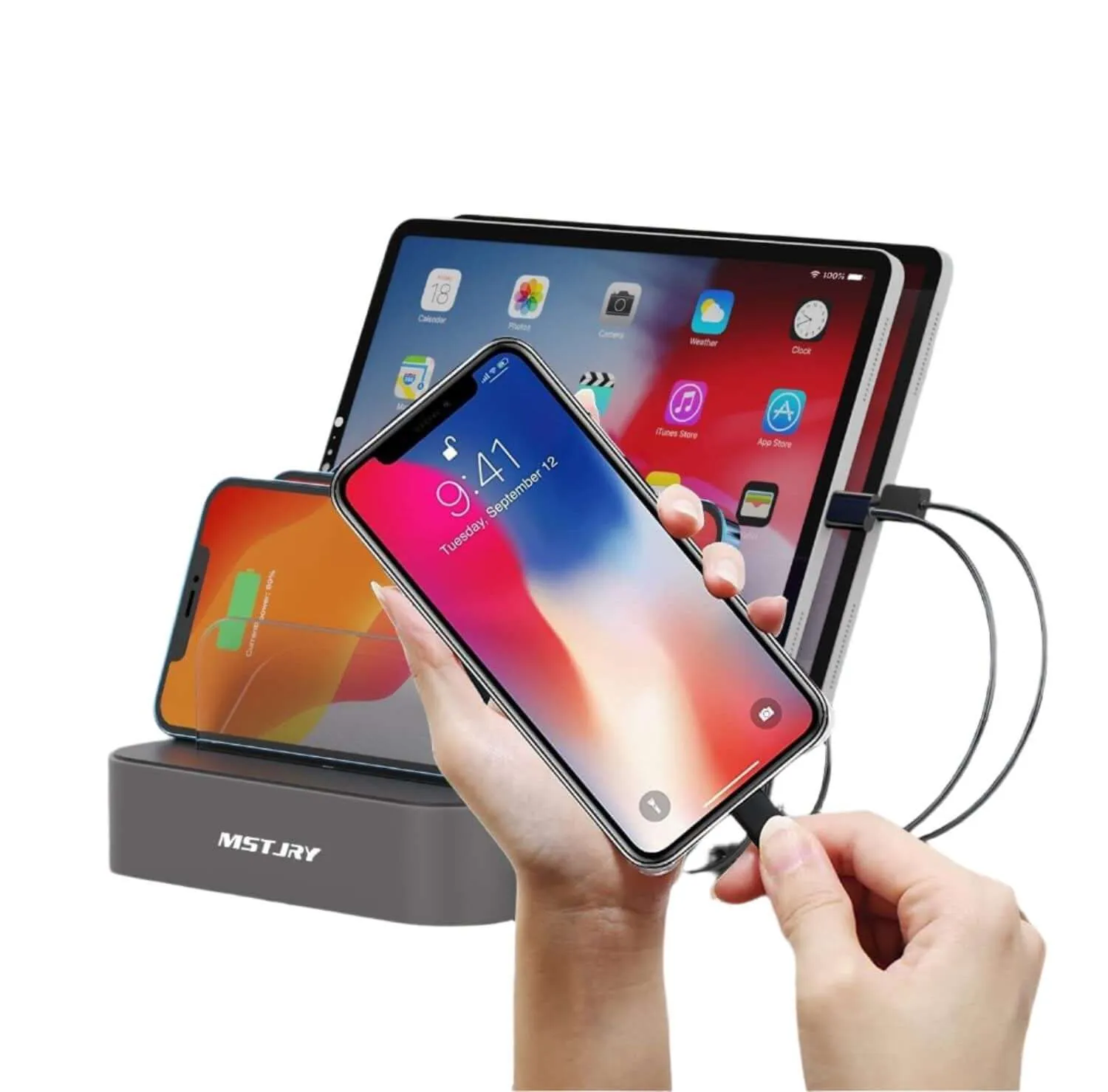 Charging Station for Multiple Devices,  5 Port Multi USB-A Charger Station