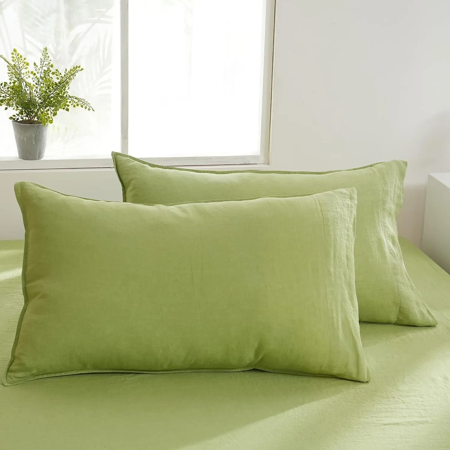 Comfort Oasis Solid 2Pcs 100% Linen Pillowcases