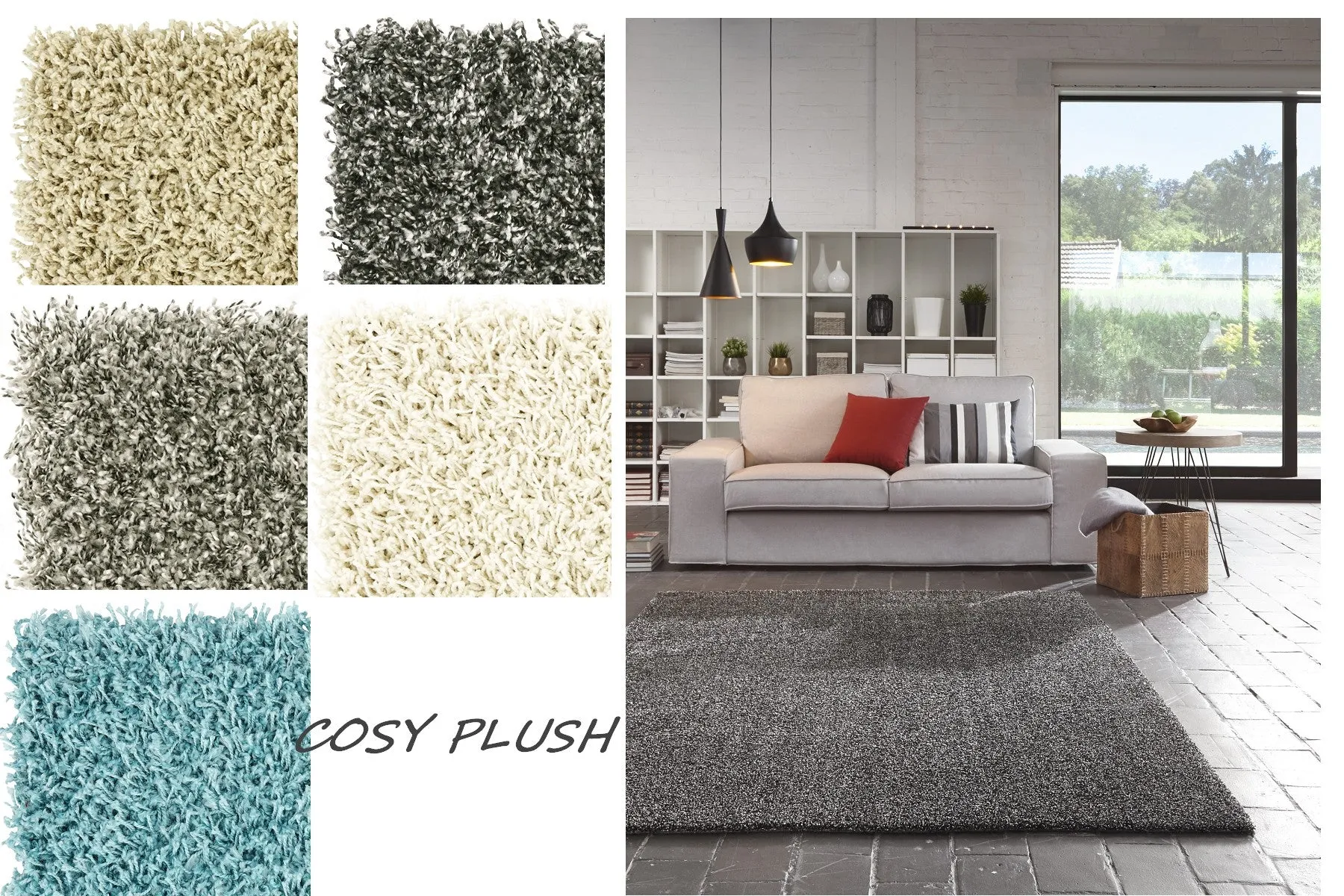 Cosy Plush Soft Shaggy Rug (Black/Cream, 120 x 170cm)