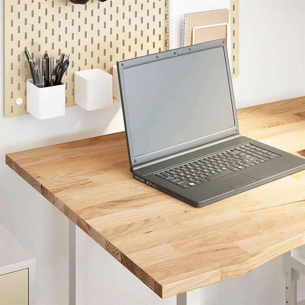 Desk Top Untreated 100x80x2.5 cm Solid Wood Oak Rectangular