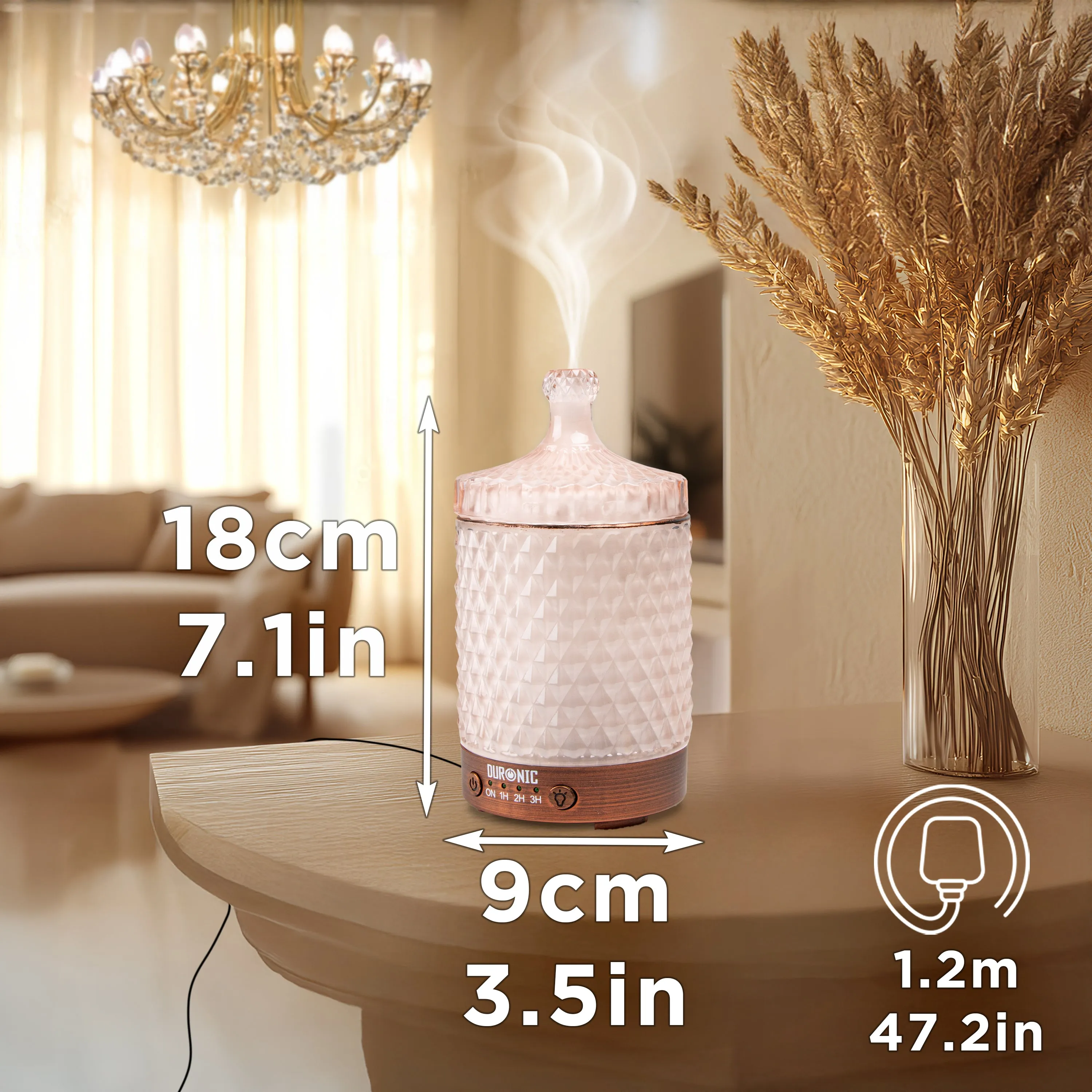 Duronic Aromatherapy Diffuser AD32 100ml Electric Aroma Diffuser Compact Essential Oil DIffuser for Home Office Bedroom Spa with 7 LED Lights Oil Scented Humidifier for Relaxation Sleep