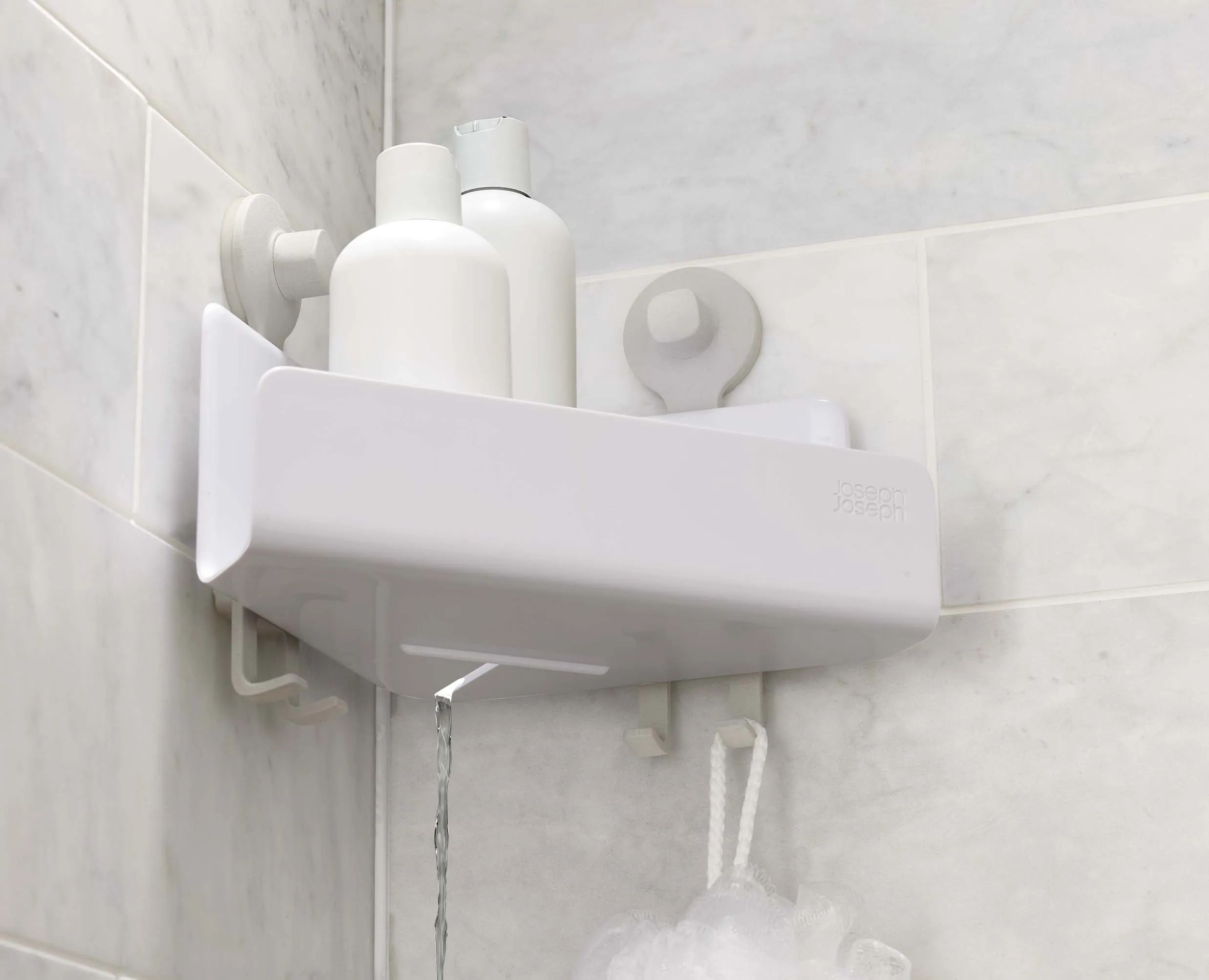 EasyStore™ 2-piece White Corner Shower Shelf Set