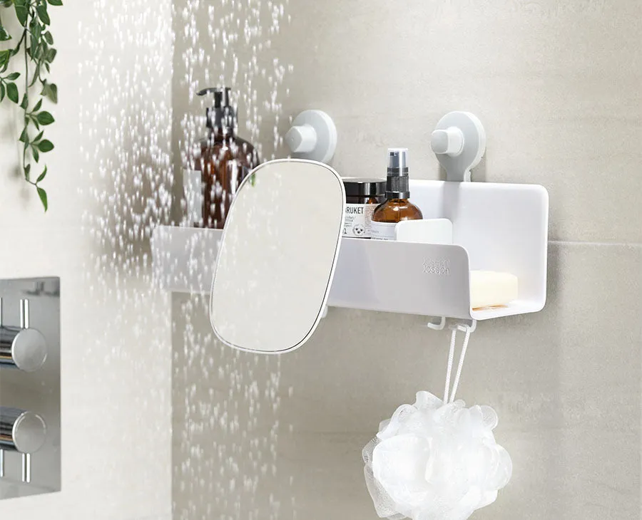 EasyStore™ Large White Shower Shelf with Removable Mirror