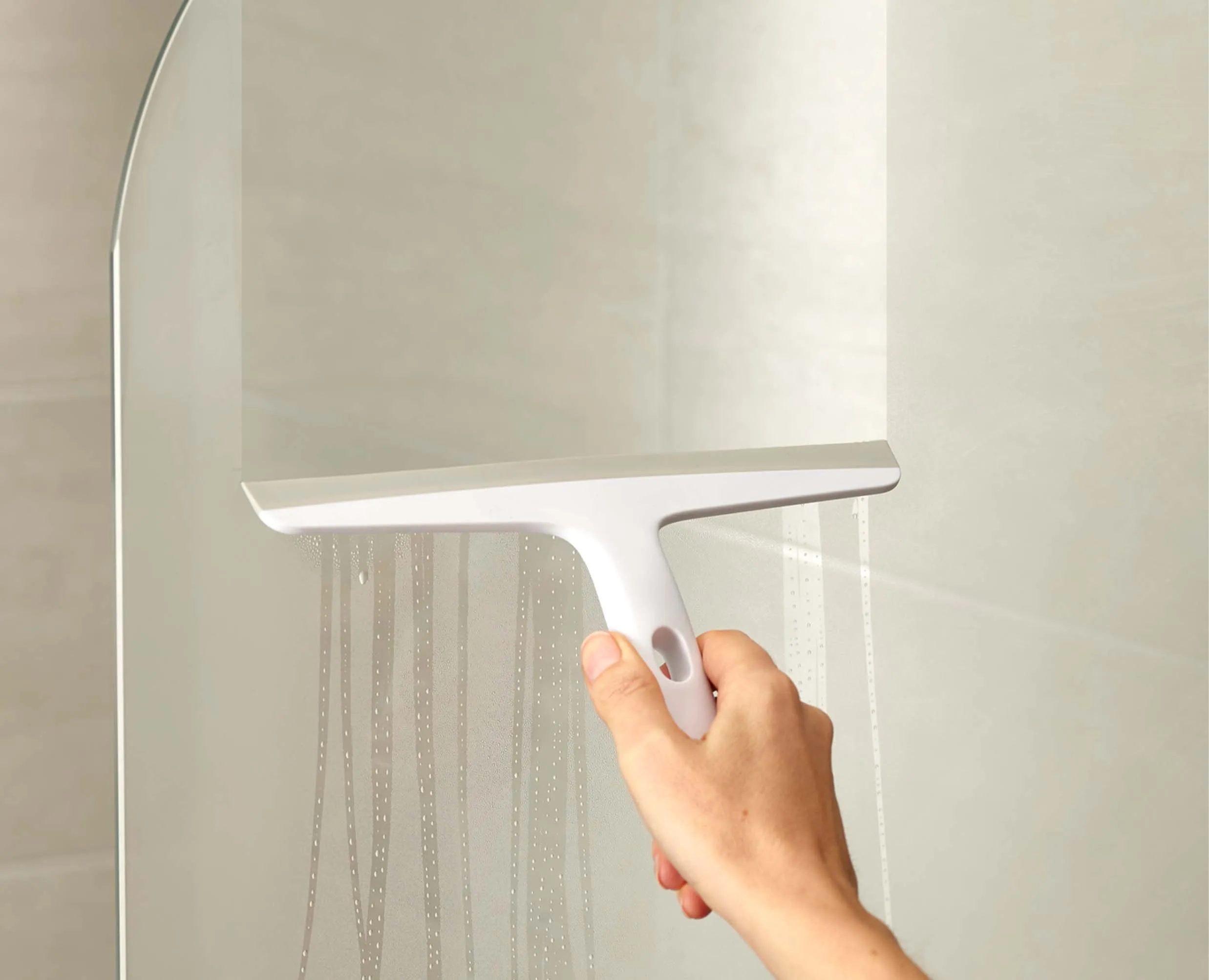 EasyStore™ Light Grey Shower Squeegee with Storage Hook