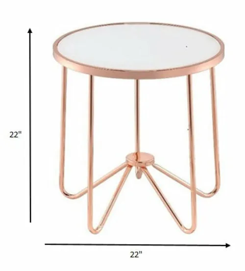 Emerald Glass And Rose Gold End Table