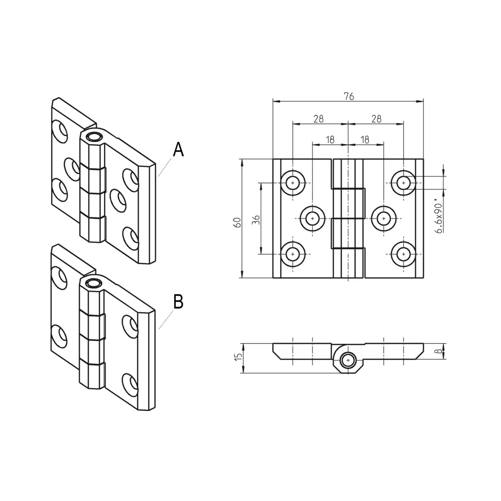 EMKA 1056-U28 Hinge 180 Deg Black