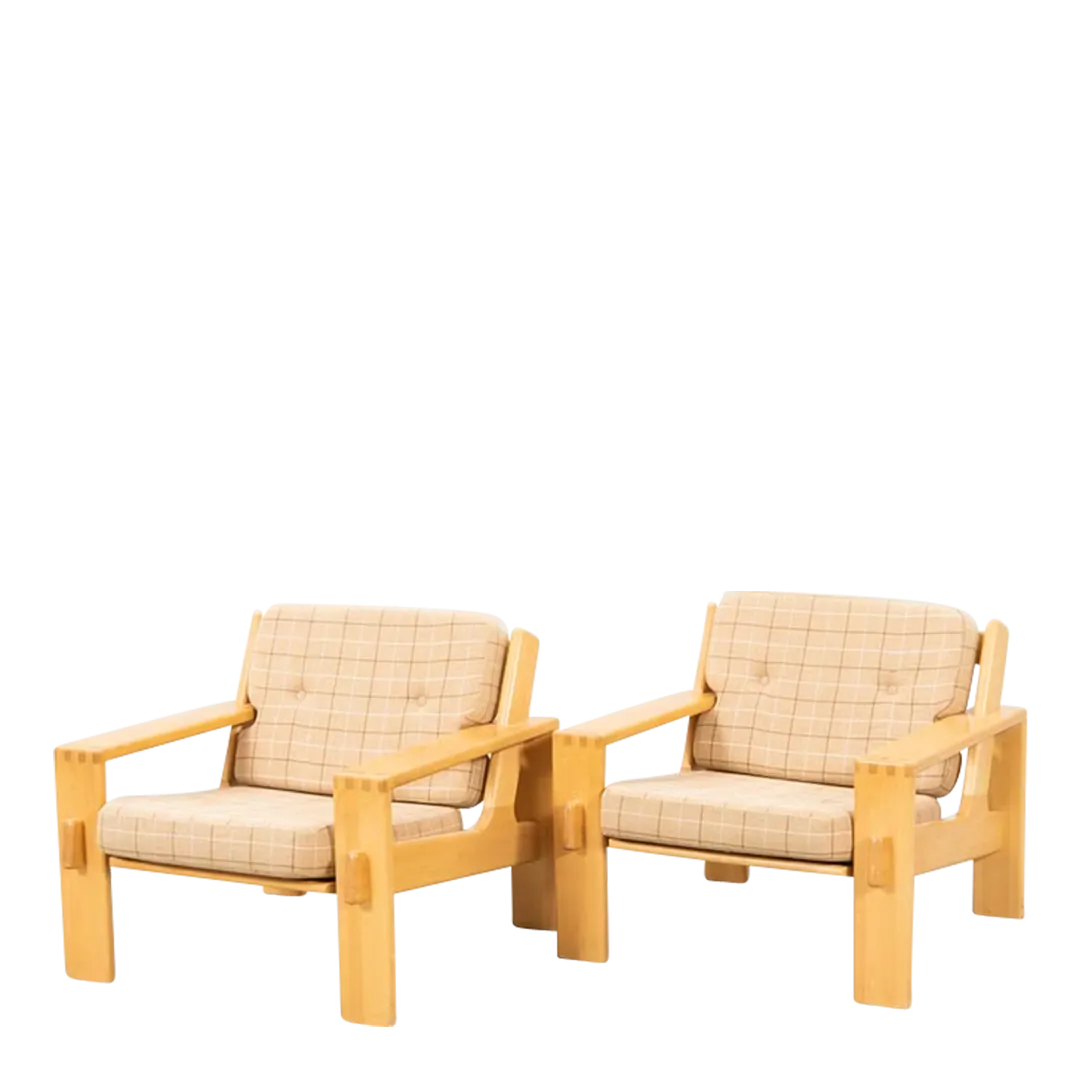 Esko Pajamies : pair 1970s "Bonanza" lounge chairs, Finland